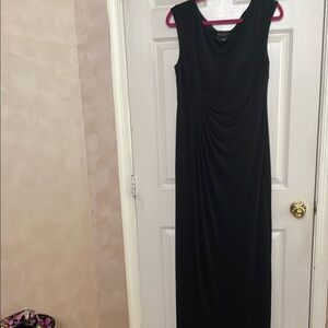 Connected Apparel Black Ruched Maxi Dress